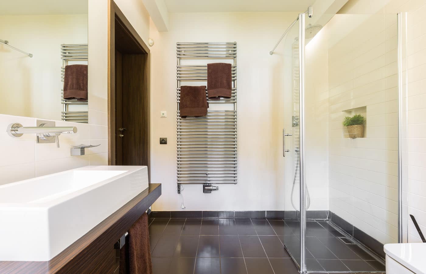 Glass Shower In Elegant Bathroom