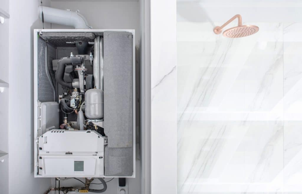 water heater and shower